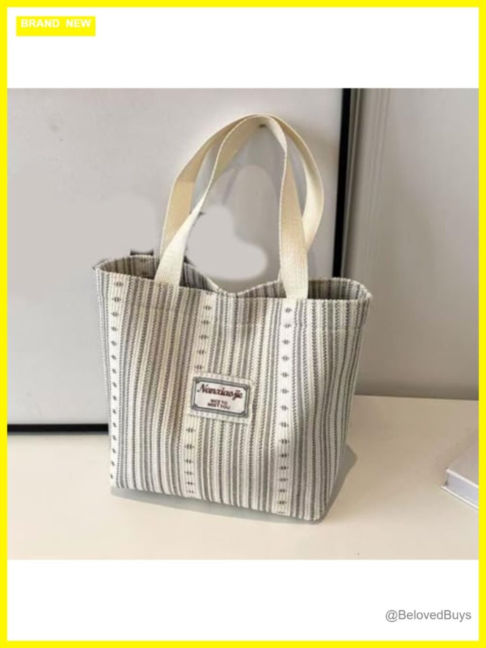 Striped Tote Bag for Women Work Travel Daily Use Lightweight Handbag